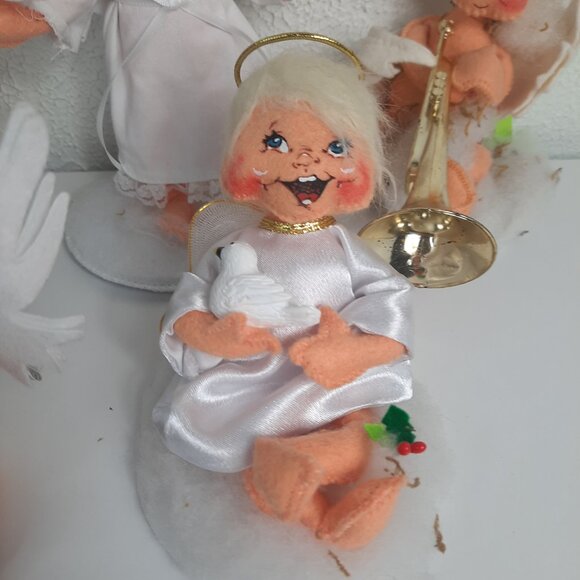 LOT OF 5 Annalee Christmas Angels, With Candle, Star, Slingshot, Trumpet, Dove - Picture 7 of 12